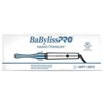 BaBylissPRO Nano Titanium Curling Wand, Reverse Taper Professional Hair Wand Curling Iron for Long Lasting Curls, Creates the Perfect Curls for All Hair Types