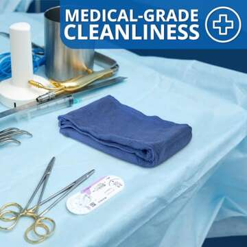 Surgical Towels for Cleaning Huck Towels 12 Pack 100% Cotton Size 15x25 Blue Cleaning Rags for Kitch...