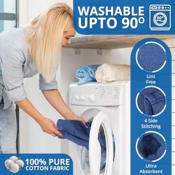 Surgical Towels for Cleaning Huck Towels 12 Pack 100% Cotton Size 15x25 Blue Cleaning Rags for Kitchen, Bar, Home, Windows, Industrial Shop, Glass Super Absorbent Lint Free Commercial Grade