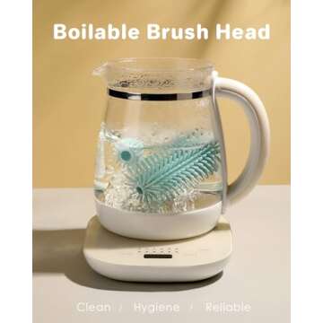 3 in 1 Baby Bottle Brush Cleaning Set, 13.4" Long Handle Bottle Brush Cleaner, Including Silicone Bottle Brush, Nipple Brush, Straw Brush, BPA-Free, Newborn Baby Essentials Must-Haves (Blue)