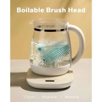 3 in 1 Baby Bottle Brush Cleaning Set, 13.4" Long Handle Bottle Brush Cleaner, Including Silicone Bottle Brush, Nipple Brush, Straw Brush, BPA-Free, Newborn Baby Essentials Must-Haves (Blue)