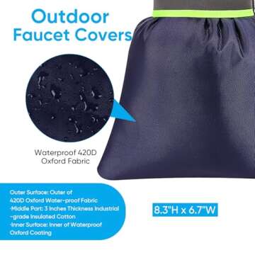 2Pack Outdoor Faucet Covers for Winter - Pro 6.7"W x 8.3"H Outdoor Water Faucet Covers Socks for Win...
