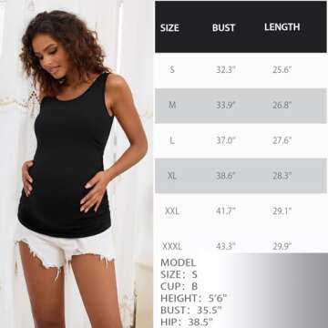 Bhome Maternity Tank Top Sleeveless Tshirt Pregnancy Tee Black L