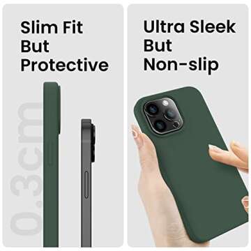 Cordking Designed for iPhone 14 Pro Max Case, Silicone Phone Case with [2 Screen Protectors] + [2 Camera Lens Protectors] and Soft Anti-Scratch Microfiber Lining Inside, 6.7 inch, Alpine Green