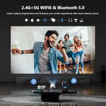 Mini Projector 4K Portable Projector with WiFi6 Bluetooth 5