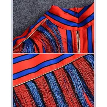 Whoinshop Women's Bodycon Mini Dress Red High Neck Tassel