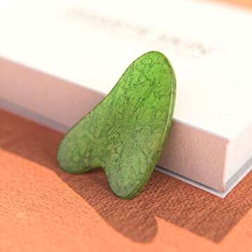 jade roller for face, for Women with, gua sha, By SMARTRSKIN- Rejuvenate Face Neck And Eyes by Double Sided Skin Tightening massager Therapy - Natural Skincare Anti Aging Facial Treatment - Green