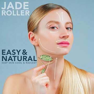jade roller for face, for Women with, gua sha, By SMARTRSKIN- Rejuvenate Face Neck And Eyes by Double Sided Skin Tightening massager Therapy - Natural Skincare Anti Aging Facial Treatment - Green