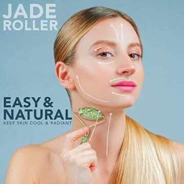 jade roller for face, for Women with, gua sha, By SMARTRSKIN- Rejuvenate Face Neck And Eyes by Double Sided Skin Tightening massager Therapy - Natural Skincare Anti Aging Facial Treatment - Green