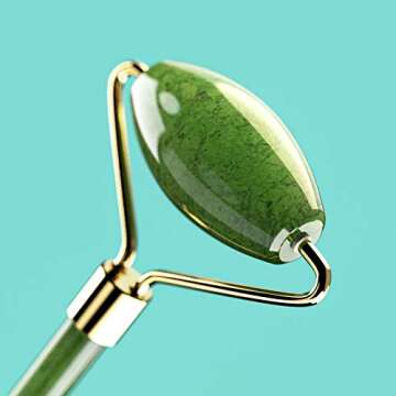 jade roller for face, for Women with, gua sha, By SMARTRSKIN- Rejuvenate Face Neck And Eyes by Double Sided Skin Tightening massager Therapy - Natural Skincare Anti Aging Facial Treatment - Green