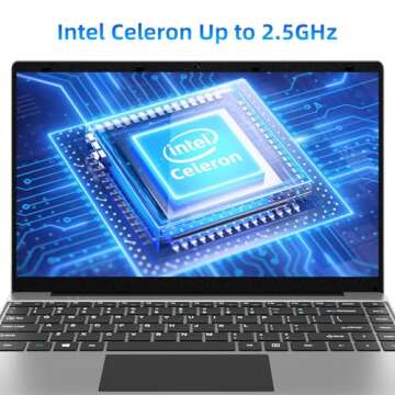 Laptop 12GB RAM 256GB SSD, 14" FHD 1920x1080 Display, Quad Core Celeron J4105 CPU, Up to 2.5GHz, Protable Computer with Dual Speakers, 35.52WH Battery, HDMI, Type-C, USB, Business Student Laptops.