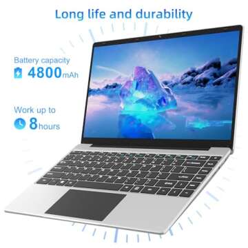 Laptop 12GB RAM 256GB SSD, 14" FHD 1920x1080 Display, Quad Core Celeron J4105 CPU, Up to 2.5GHz, Protable Computer with Dual Speakers, 35.52WH Battery, HDMI, Type-C, USB, Business Student Laptops.