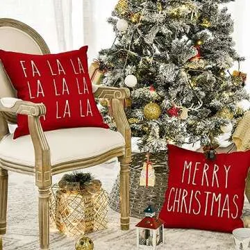 AVOIN Christmas Saying Pillow Covers Set of 4 for Holiday Cheer
