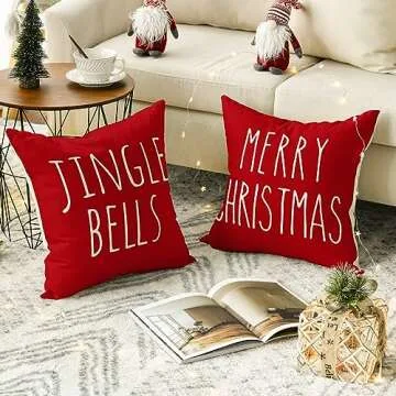 AVOIN Christmas Saying Pillow Covers Set of 4 for Holiday Cheer