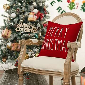 AVOIN Christmas Saying Pillow Covers Set of 4 for Holiday Cheer