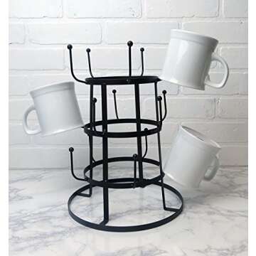 DII Metal Kitchen Storage Collection 3-Tier Mug Tree Stand, 9.5x12.75, Vintage Black