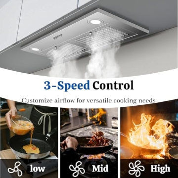 FIREGAS 30 Inch Range Hood with 450 CFM Suction