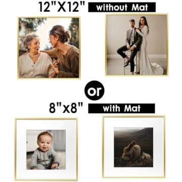 Elegant Gold Aluminum Frames - Premium 12-Pack for Photos