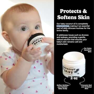 Coconut Baby Oil for Hair & Skin Care, Natural & Organic, Coconut Oil for Cradle Cap, and Infant Sca...