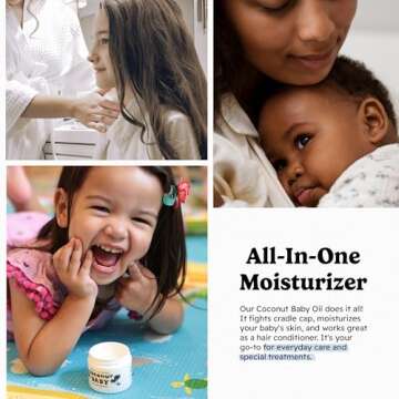Coconut Baby Oil for Hair & Skin Care, Natural & Organic, Coconut Oil for Cradle Cap, and Infant Scalp Relief, Hair Oil for Adult and Newborn, Sensitive Skin Moisturizer, Unscented - 2 fl oz