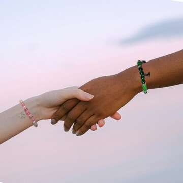 Elphab Glinda Friendship Matching Bracelets for Best Friend Rhinestone Crown Witch Hat Matching Bracelets BFF Couples Accessories Christmas Valentine's Day Jewelry Gifts for Party Dress Decor (green pink B)