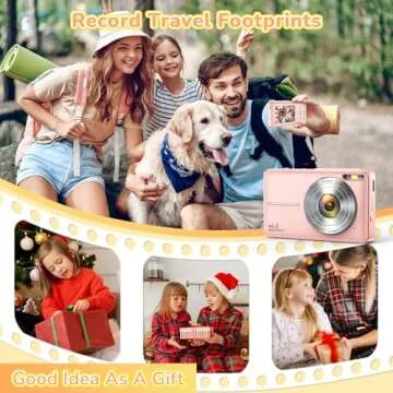 Digital Camera, 2024 Upgraded FHD 1080P Digital Camera for Kids with 16X Zoom, Flashlight, 32GB Card, 44MP Point and Shoot Camera Compact Small Selfie Camera for Girls, Boys, Teens, Students,Pink
