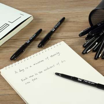 Mr. Pen- Pens, Felt Tip Pens, Black Pens, 12 Pack, Fast Dry, No Smear, Fine Point Pens Black, Black Felt Tip Pens, Bible Journaling Pens, Felt Pens, Planner Markers, Pens for Journaling