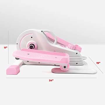Sunny Health & Fitness Pink Fully Assembled Magnetic Under Desk Elliptical Peddler, Portable Foot & Leg Pedal Exerciser- P2030