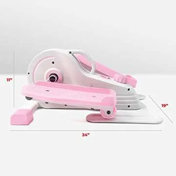 Sunny Health & Fitness Pink Fully Assembled Magnetic Under Desk Elliptical Peddler, Portable Foot & Leg Pedal Exerciser- P2030