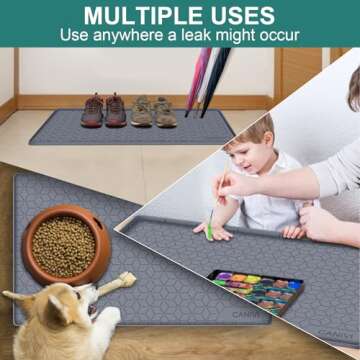 CANIVI Under Sink Mat, 34" x 22" Waterproof Silicone Under Sink Tray for Kitchen & Laundry Cabinets, Kitchen Cabinet Shelf Protector, Up to 3.3 Gallons Liquid, Fits 36 inch Standard Cabinet(Grey)