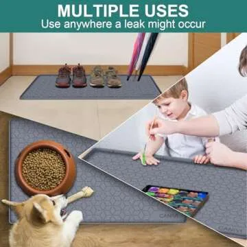 CANIVI Under Sink Mat, 34" x 22" Waterproof Silicone Under Sink Tray for Kitchen & Laundry Cabinets, Kitchen Cabinet Shelf Protector, Up to 3.3 Gallons Liquid, Fits 36 inch Standard Cabinet(Grey)