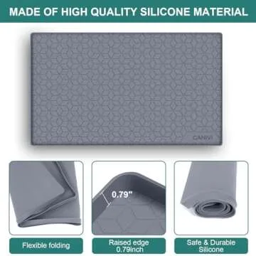 CANIVI Under Sink Mat, 34" x 22" Waterproof Silicone Under Sink Tray for Kitchen & Laundry Cabinets, Kitchen Cabinet Shelf Protector, Up to 3.3 Gallons Liquid, Fits 36 inch Standard Cabinet(Grey)