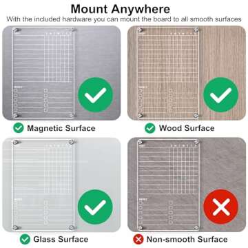 Acrylic Magnetic Chore Chart for Kids Teens Adult Family, Clear Dry Erase Acrylic Chore Chart for Fridge, Responsibility Reward Chore Board for Refrigerator 12"x8" Daily/Weekly to Do List White Board