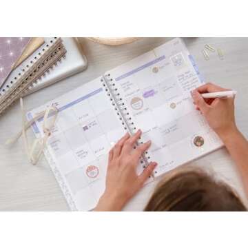 Southworth Planner (January 2024-December 2024), 8.5" x 11", Sweet Purple Rustic Wreath, Premium 28#/105 gsm Paper, Large Twin Wire (91023)