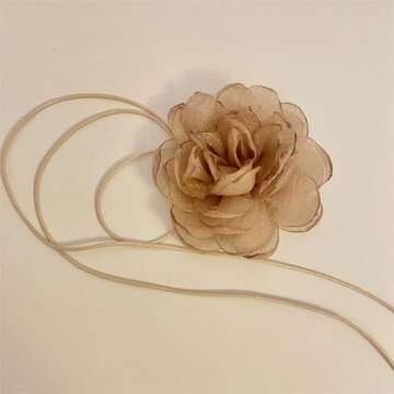 Kokoma Vintage Rose Flower Choker Necklace for Women Lady Brown Big Floral Lace-up Necklace Collar Tie Choker Necklace for Party Bride Wedding Party Summer