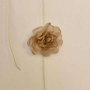 Kokoma Vintage Rose Flower Choker Necklace for Women Lady Brown Big Floral Lace-up Necklace Collar Tie Choker Necklace for Party Bride Wedding Party Summer