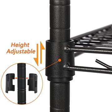 REGILLER 6-Wire Shelving Metal Storage Rack Adjustable Shelves,Standing Storage Shelf Units for Laundry Bathroom Kitchen Pantry Closet(Black,14.1" D x 30" W x 80" H)