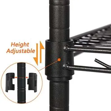 REGILLER 6-Wire Shelving Metal Storage Rack Adjustable Shelves,Standing Storage Shelf Units for Laundry Bathroom Kitchen Pantry Closet(Black,14.1" D x 30" W x 80" H)