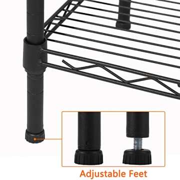 REGILLER 6-Wire Shelving Metal Storage Rack Adjustable Shelves,Standing Storage Shelf Units for Laundry Bathroom Kitchen Pantry Closet(Black,14.1" D x 30" W x 80" H)