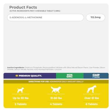 Same for Dogs - 120 Chewable Tablets - S-Adenosyl-L-Methionine, Liver Supplement - Brain Health, Promotes Cognitive Support, Liver Support