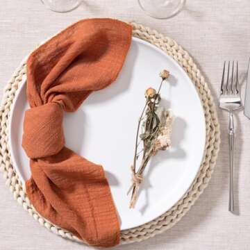 MLMW Terracotta Cloth Napkins 10 Pack - Elegant Cotton Napkins for Parties