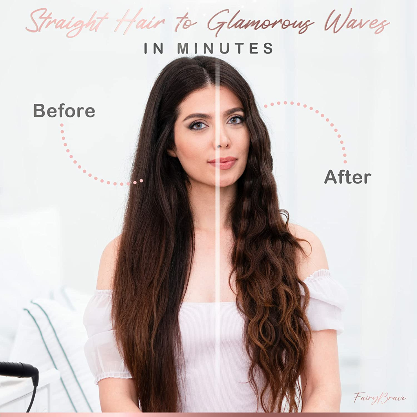 3 Barrel Curling Iron Wand for Beach Waves, Pink