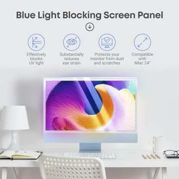 VINTEZ Blue Light Screen Compatible With iMac 24” (2021, 2022, 2023, 2024, M1, M3, M4) Anti-Blue Light Screen Protector Filter | Eye Protection Blue Light Blocking Filter Reduces Eye Strain