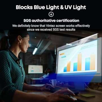VINTEZ Blue Light Screen Compatible With iMac 24” (2021, 2022, 2023, 2024, M1, M3, M4) Anti-Blue Light Screen Protector Filter | Eye Protection Blue Light Blocking Filter Reduces Eye Strain