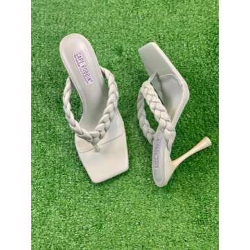 Cape Robbin Tibi White Thong Flip Flop Mules Open Toe High Heel Pumps Sandals