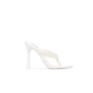 Cape Robbin Tibi White Thong Flip Flop Mules Open Toe High Heel Pumps Sandals