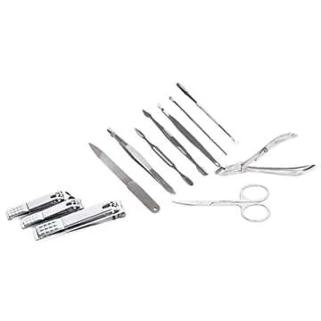 Cater Manicure, Nail Clippers Set of 12Pcs, Professional Grooming Kit, Nail Tools with Luxurious Travel Case (12)