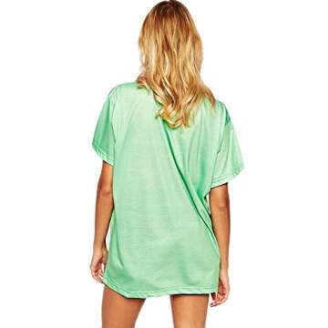 Forlisea Womens Casual Alien Print Short Sleeve Loose T-Shirt Top Green