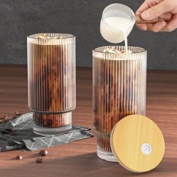 WXCWYQR 16OZ Glass Cups with Lid and Straw 2 Set