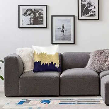 Navy Blue Faux Gold Pillow Case 18x18 for Home Decor